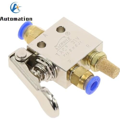 Mechanical Valve TAC2-31P 1/8" Thread 2 Position 3 Way Reset Spring Return Lever Air Pneumatic switch Valve w Fittings Silencer