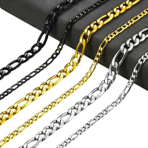 Fashion 316L Stainless Steel Necklace High Quality Silver/Gold/Black Color Figaro Chain Man Women Jewelry Christmas Gift