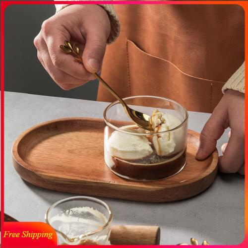 High-grade Acacia Dessert Bowl Set High Temperature Heat Resistant Glass Ding Ice Cream Yogurt Cup Baking Bowl Fruit Plate Bowls
