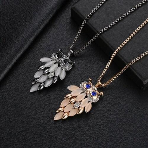 Lady Female Girl Women Girlfriend Couples Metal Gold Color New Creative Long Owl Pendant Charm Sweater Chain Necklace