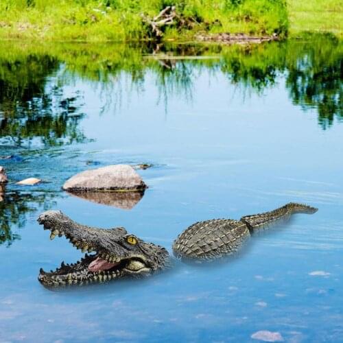 Floating Crocodile Scary Statue Decor Pond Resin Simulation Ornament For Predator Heron Duck Control Garden Pool Decor