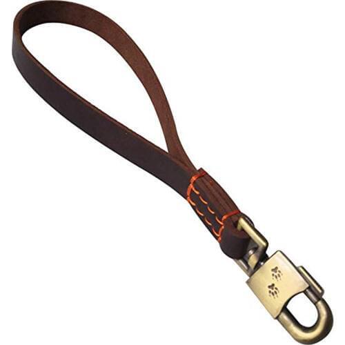 Genuine Leather Dog Short Leash Training Traffic Lead Leash for Medium Large Dogs Professional Heavy Duty Walking Lead Dog Chain