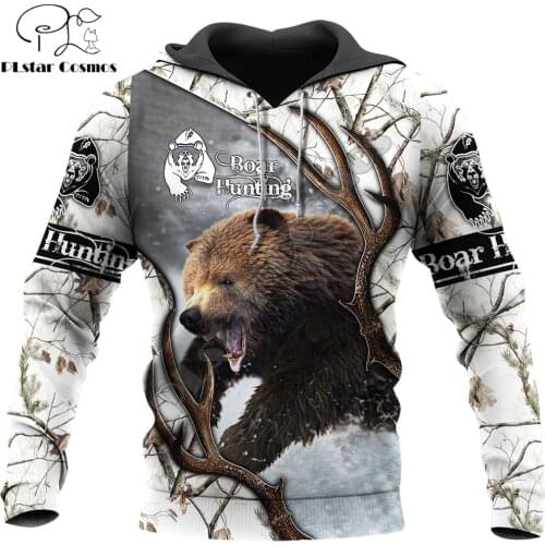 Love Bear Hunting Pattern 3D All Over Printed Mens Autumn Hoodie Sweatshirt Unisex Streetwear Casual Zip Jacket Pullover KJ618