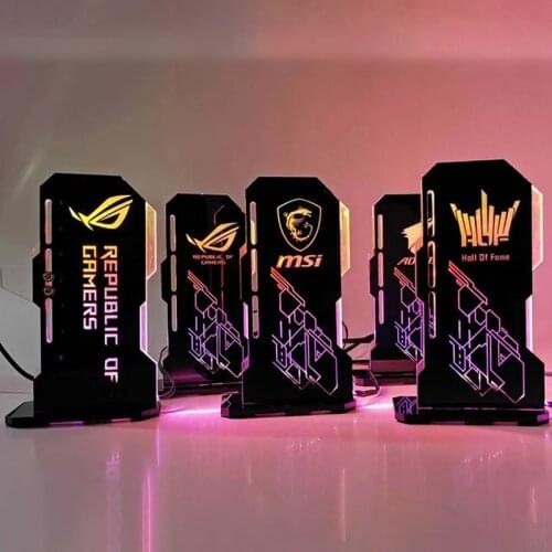 GPU Holder Vertical, VGA Bracket Customize Video Card Support 5V ARGB 3Pin AURA SYNC MOD C