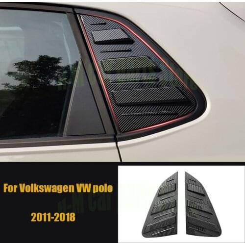 Tonlinker Exterior Car Rear Windows Triangle blinds Cover Stickers for VW POLO 2011-20 Car styling 2 PCS ABS Cover stickers