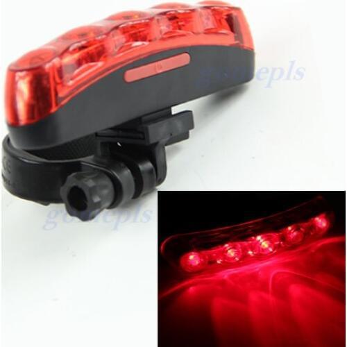 Waterproof 5 LED Bike Light Bicycle Flashing Flashlight Rear Tail Light Lamp Mount