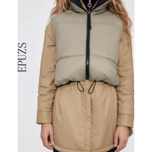 ZA Spring Black Warm Vest jacket women Casual Zipper sleeveless coat sreaatwear Punk korean outwear 2021