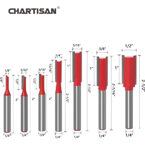 1/4" TCT Carpenter Slot Cutter Straight End Mill Wood Router Bit Set