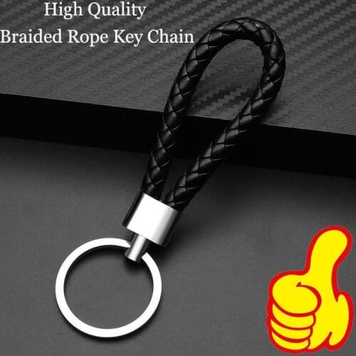 1PC Wholesale price PU Leather Braided Woven Rope keychain DIY bag Pendant Key Chain Holder Car Keyring Men Women Key ring