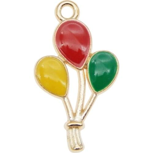 Julie Wang 10pcs Alloy Enamel Party Balloon Design Charms Colorful Pendant For Jewelry Making Accessories 23*13mm