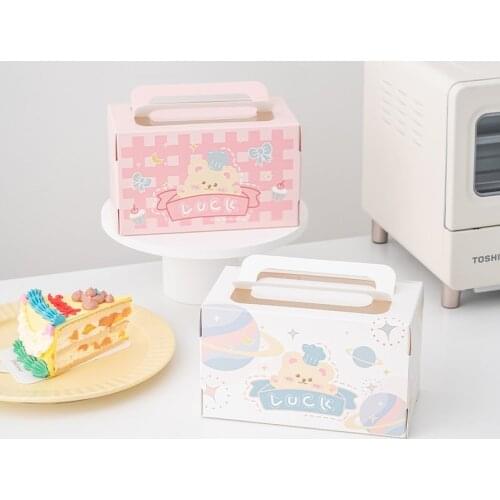 Cupcake Baking Boxes Window Open Japanese Style Cake Box Macaron Doggy Bag Muffin Box Window Opening Chocolate Packaging 10pcs