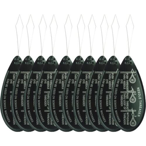 10Pcs Bow Wire Needle Threader Stitch Black Wire Loop DIY Hand Sewing Craft Insertion Tool