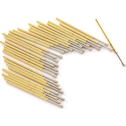 100 Pcs/pack P100-G2 Flat Spring Test Pin 1.36mm Outer Diameter 33.35mm Pin Length for Circuit Board Test