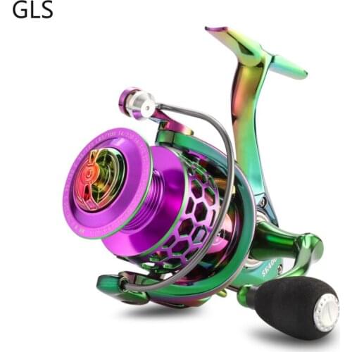2021 Newest 1000-6000 Series Spinning Reel 5.0:1/4.7:1Colorful Carved Spool 14+1BB Carp High Quality Fishing Coil