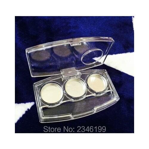 30pcs/lot 3grids Clear Cosmetic Compact Container, 20mm Inner Grid DIY Lip Cream Case, Empty Eyeshadow Powder Case/Blush Case