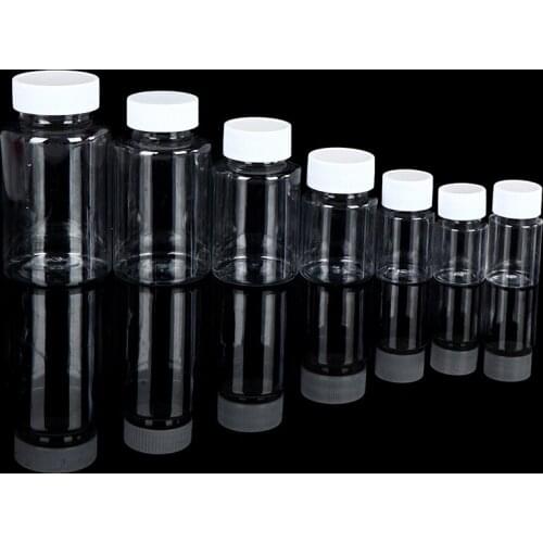 5Pcs 15ml/20ml/30ml/100ml Plastic PET Clear Empty Seal Bottles Solid Powder Medicine Pill Vial Container Reagent Packing Bottle