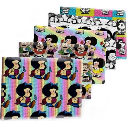 50*150cm Cartoon Mafalda Bullet Textured Liverpool Patchwork Tissue Kids home textile