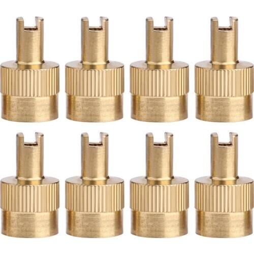 8pcs Car Copper Metal Slotted Head Valve Stem Caps with Core Remover Tool for Car Motorcycle Tire Accessories Prevent Air Leaks