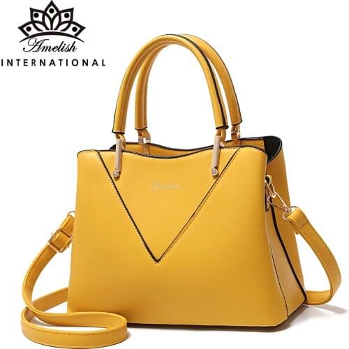 AMELISH 2021 New Fashion Top-handle Bags for Women Solid Color High Quality Leather Crossbody Handbag Vintage Business Lady Tote