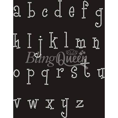 BlingQueen 25PCS/LOT Custom Iron On Hot Fix Rhinestone Appliques Alphabet Design