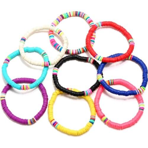 Bohemia Soft Pottery Bracelet Bangles Nationality Mixcolor Soft Pottery Bracelet for Woman Female Jewelry Beach Style Jewelry