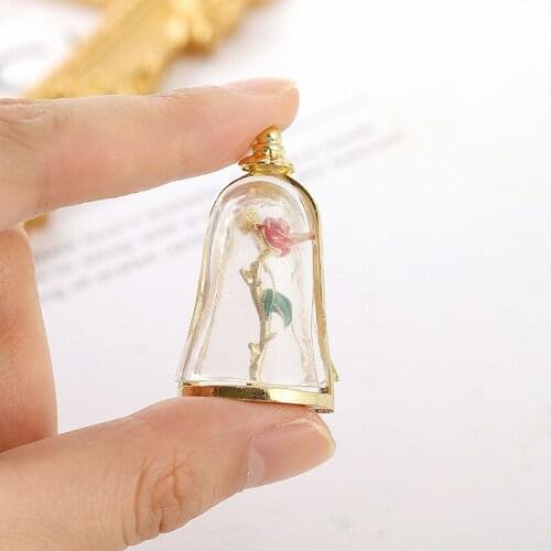 New product creative glass cute bell rose plant paint brooch