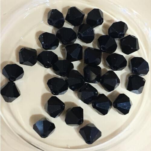 Black 3mm 4mm 6mm rhombus faceted Crystal Glass Beads Loose Spacer Round Beads For DIY Jewelry Making