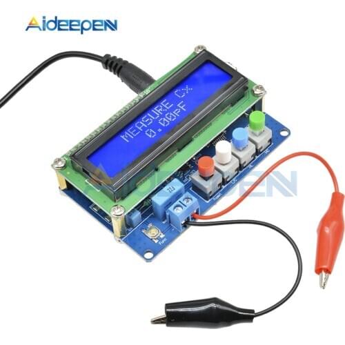 Digital LCD Backlight Capacitance Meter Capacitor Iductance Table Tester Meter Frequency 1pF-100mF 1uH-100H LC100-A + Test Clip