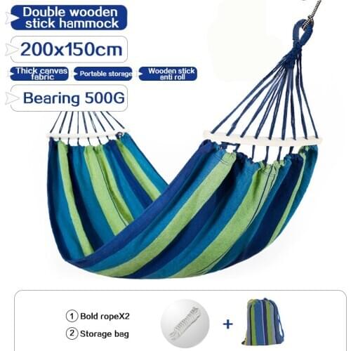 Hammock outdoor swing wooden stick double thickened dormitory bedroom student children swing home swing net bed hammock