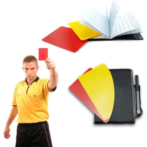 Soccer Referee Red and Yellow Card Red and Yellow Card Folding with Pen and Paper and Leather Case Game Referee
