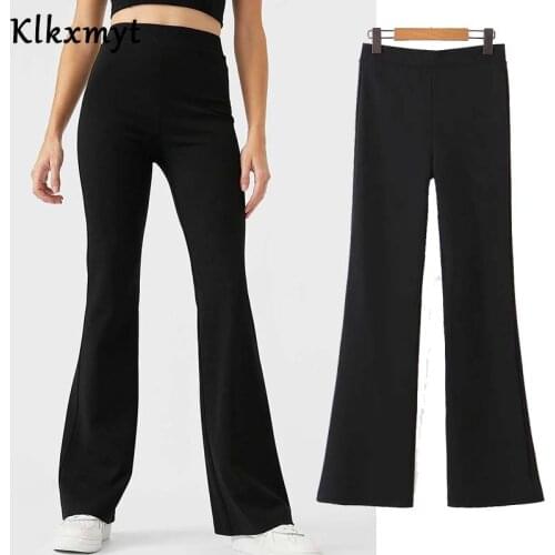Klkxmyt Za Pants Women 2020 Fashion Solid Casual Stretch Thin Flared Pants Vintage High Waist Slim Female Trousers Mujer