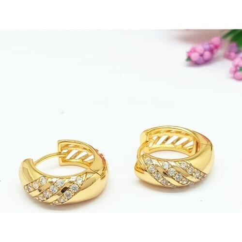 Tiny Zircon Paved Huggie Earrings Yellow Gold Filled Fashion Womens Girls Hoop Earrings Pretty Gift