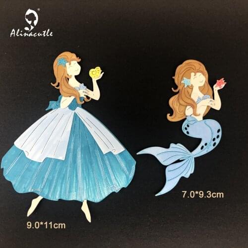 Alinacutle Metal Cutting Dies Cut Mermaid Princess Girl DIY Scrapbooking Paper Craft Handmade Album Card Punch Art