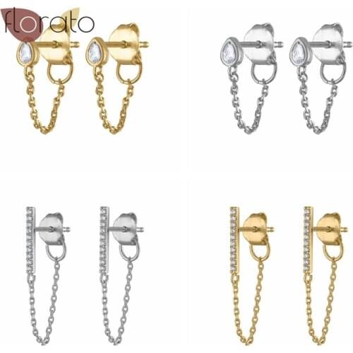 Minimalist Jewelry Exquisite Stud Earrings 925 Sterling Silver Ear Needle Bohemian Style Chain Earrings Birthday Gifts For Women