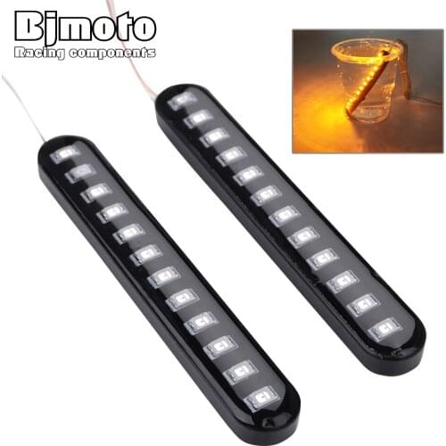 BJMOTO Motorcycle Amber License Number Plate Light 12V 12 LEDs Universal For Motorbikes Scooter Car Boats ATV Truck Taillight