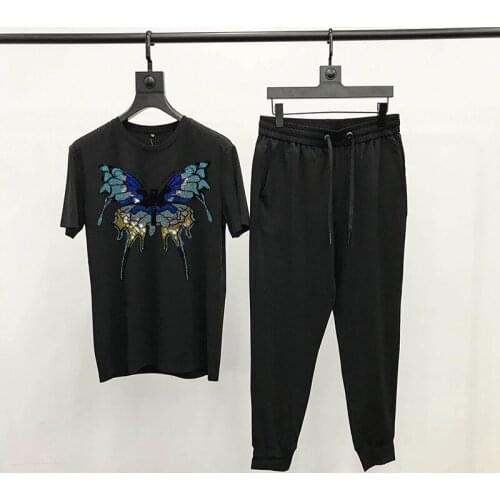 Color Butterfly Mens Summer 3D Young Tracksuit Diamond Sets Brand Short Sleeve Jogging T-Shirt Hot Sale