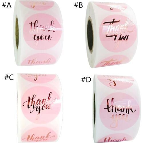 500pcs 1.5 Inch Pink Round Rose Gold Thank You Stickers Seal Labels for Baking Package Wedding Party Scrapbooking Decor