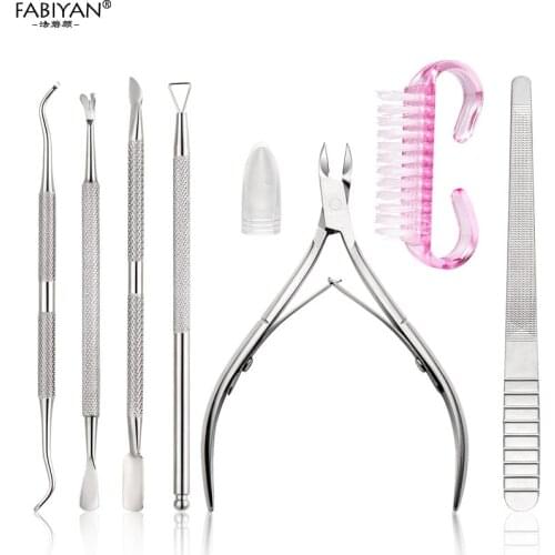 Stainless Steel Nail Beauty Tool Set 7pcs/set Cuticle Scissor Cuticle Pushers Nail File Nail Polish Remover Manicure Tool Kit