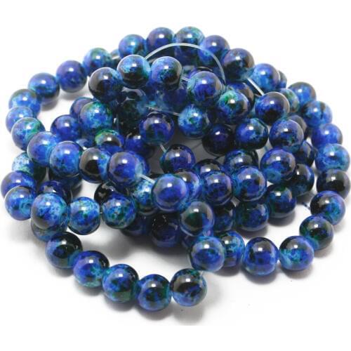 Latest Designed Approx 100pcs/lot 8mm Dark Blue Glass Round Beads for Jewelry Making & DIY for Bracelet (Painted at random)