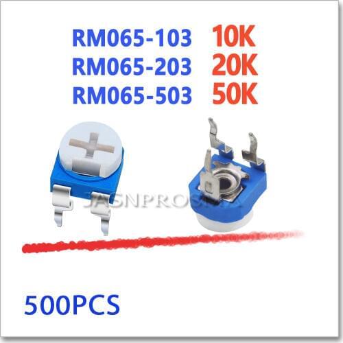 JASNPROSMA RM065 10K 20K 50K 103 203 503 RM-065 WH06-2 Trimpot Trimmer Potentiometer Variable Resistor OHM