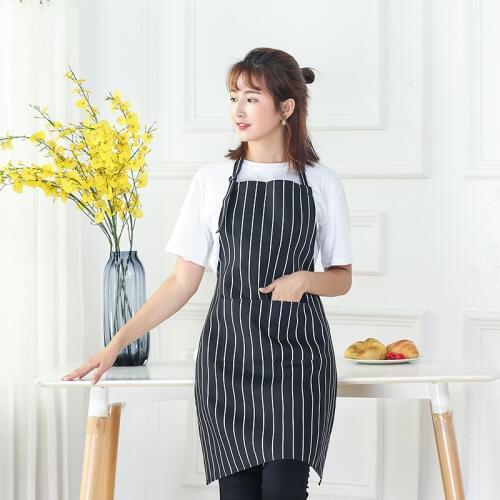 Stripe Chef Apron Adjustable Kitchen Cook Waiter Aprons With Pocket Womem Men Bibs 78*58cm Black/ Red Wholesale