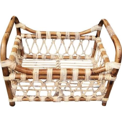 New Newborn Photography Props Vintage Woven Rattan Basket Baby Photo Shooting Props Frame Photo Studio Kids Toys for Children