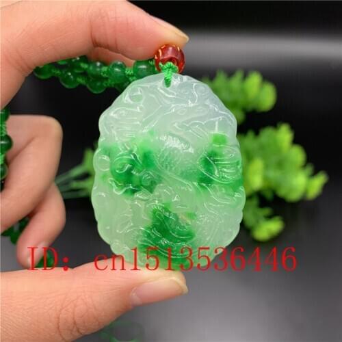 Carved Chinese Green Jadeite Phoenix Pendant Necklace Charm Jewellery Fashion Lucky Amulet Gifts for Women Men Sweater chain