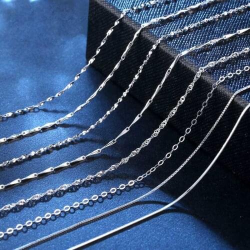 925 Sterling Silver Clavicle Chain Water-wave Twist Snake Bar Singapore Box 45CM Lenght Chain Necklace For DIY Pendant Use