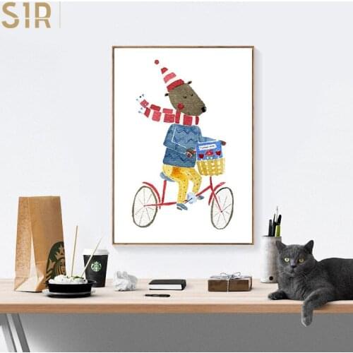 Nordic Cartoon Fox Crocodile Modern Contracted Style Living Room Decoration Painting Children Room Decoration Cartoon Wall Art