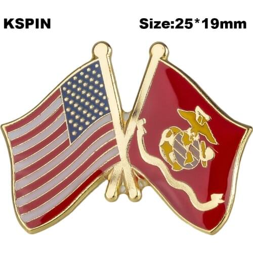 U.S.A & Marines Friendship Flag Badge Flag Brooch National Flag Lapel Pin International Travel Pins XY0663