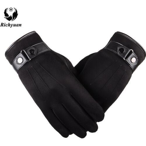Better warm winter mens gloves Faux suede Leather Black leather gloves male leather gloves winter gloves men