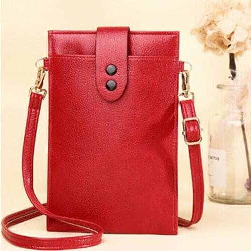 Vintage Thin Phone Shoulder Bag For Women Small Crossbody Bag Soft PU Leather Card Holder Wallet Mini Coin Purses