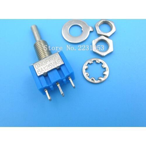 High Quality 5PCS/LOT ON-OFF-ON 3 Pin 3 Position Mini Latching Toggle Switch AC 125V/6A 250V/3A MTS-103