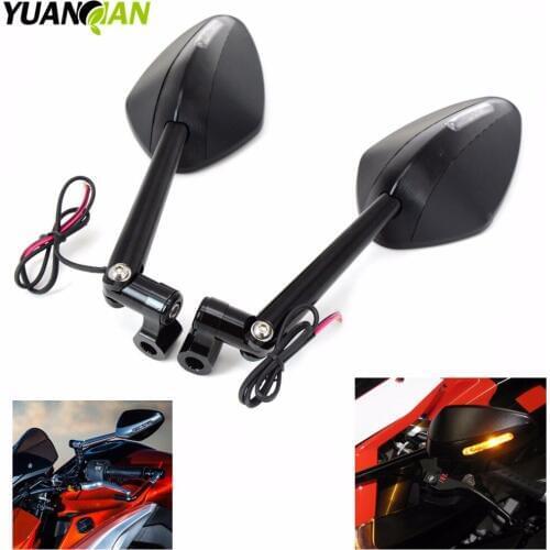 Motorcycle Integrated Turn Signal Mirrors Side Rearview Mirror Front Back LED For honda yamaha Kawasaki Suzuki Benelli BMW